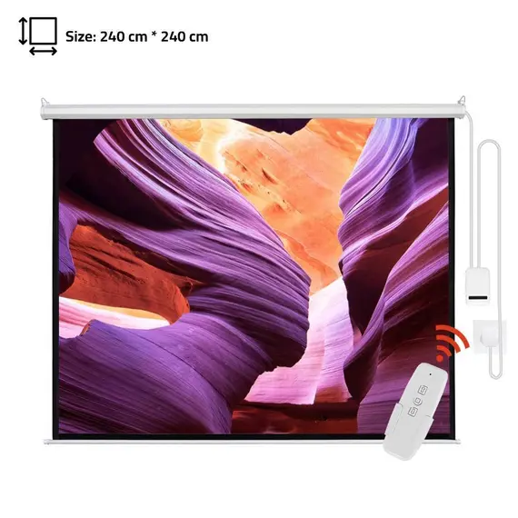 ام جي شاشة عرض بروجكتور بريموت تحكم عن بعد 240x240 سم ابيض
