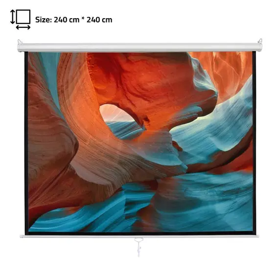 ام جي شاشة عرض بروجكتور يدوية إطار خارجي أبيض 240x240 سم