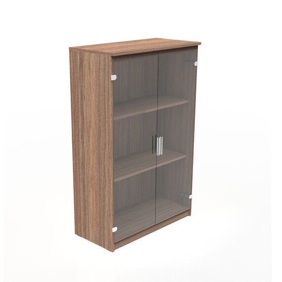 Cabinet Brown 2 Clear Glass Doors 125cm H.