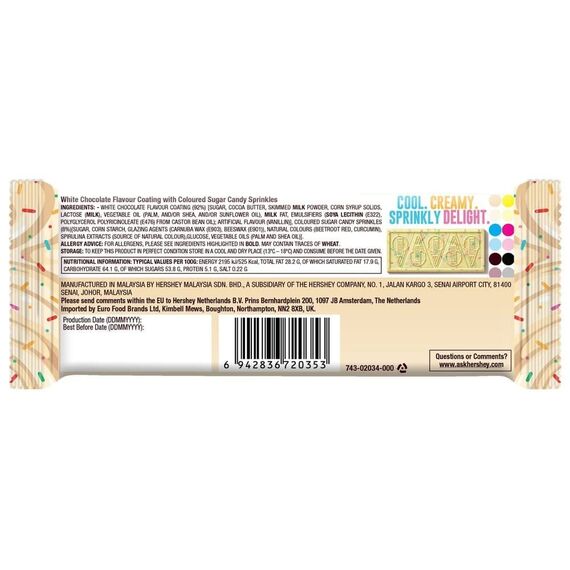 HERSHEY'S BIRTHDAY SPRINKLE BAR 24x 39G
