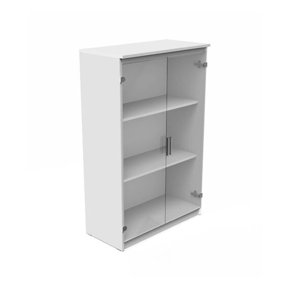 Cabinet White 2 Clear Glass Doors 125cm H.