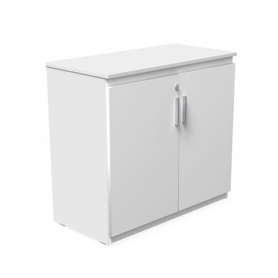 خزانة منخفضة مع 2 أبواب خشبية - أبيض 73 سم