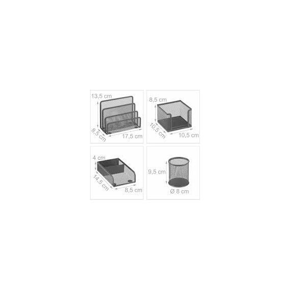 مجموعة مكتب من الشبكة المعدنية 4 قطع - اللون: أسود