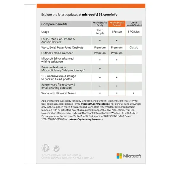 مايكروسوفت 365 شخصي (اشتراك 12 شهر)