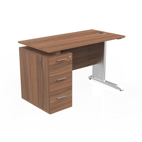 Desk ​with Fixed Pedestal -Brown 120cm ​