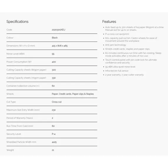 Rexel Auto+ 300X Cross Cut Paper/CD/Credit Card Shredder with 300 Sheet Capacity - Black