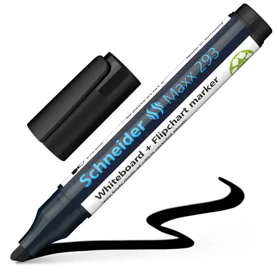 شنايدر ماكس 293 ماركر سبورة بيضاء مشطوف أسود (10 حبة/علبة)