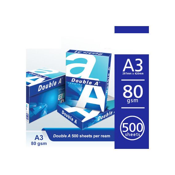 Double A Multi-Use Paper Premium 80gsm A3 (500 Sheet/ream) Double A Multi-Use Paper Premium 80gsm A3 (500 Sheet/ream)