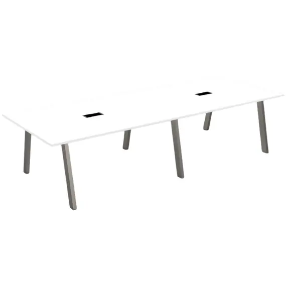 Conference Table - White Top Metal Legs Grey 320cm