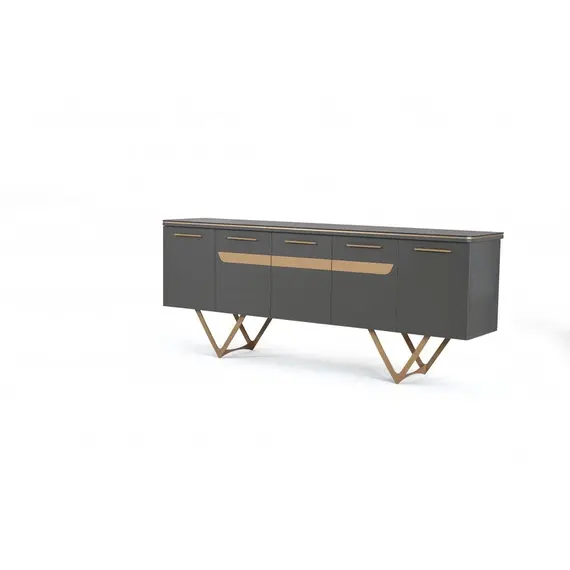 Office Set ICON Executive Manager Desk with Extension Black & Gold 3-Piece (TLLL-DS001)