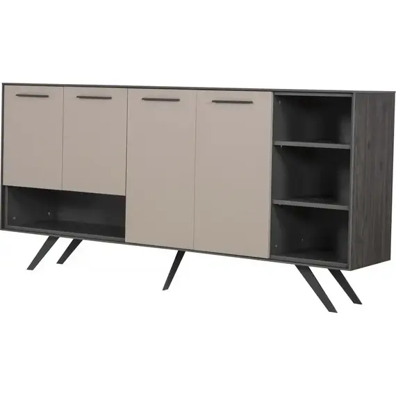 Office Set New Aura - Black & Dark Beige Desk, 3-Piece (TLLL-DS002)