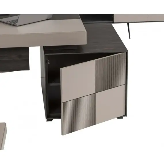 Office Set New Aura - Black & Dark Beige Desk, 3-Piece (TLLL-DS002)