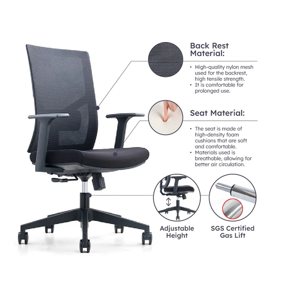 Office Chair M-16L Ergonomic Design (TLLL-C022)