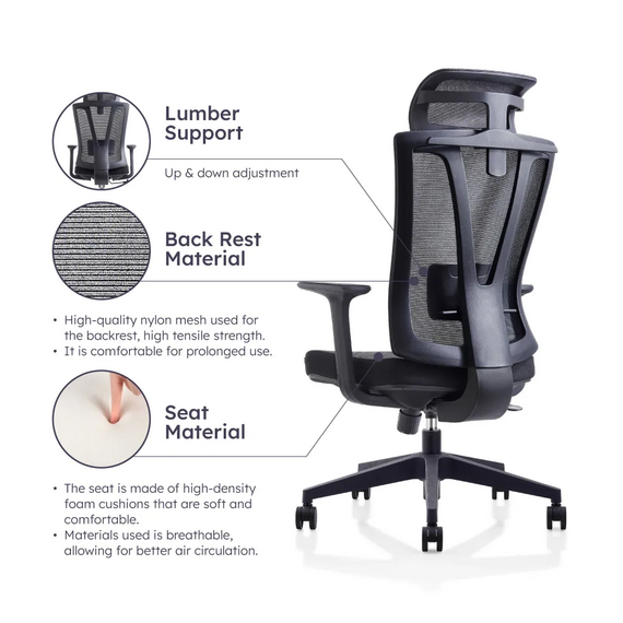 Office Chair U-033H Ergonomic Design (TLLL-C001)