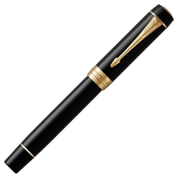 PARKER Duofold Fine Rollerball Pen Classic Black Gold Trim Black Ink