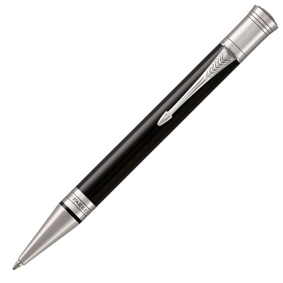 PARKER Duofold Medium Ballpoint Pen Classic Black Chrome Trim Black Ink
