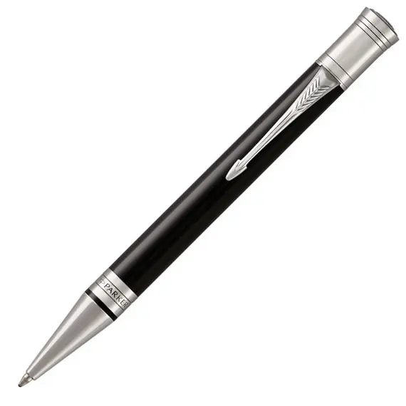 PARKER Duofold Medium Ballpoint Pen Classic Black Chrome Trim Black Ink, 2 image