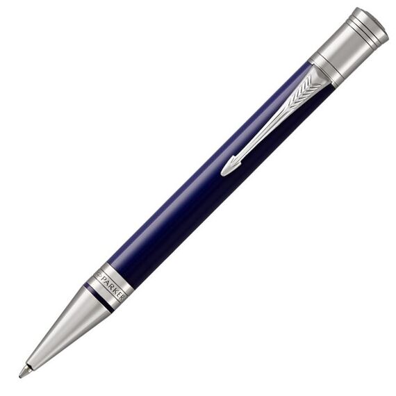 PARKER Duofold Medium Ballpoint Pen Classic Blue Chrome Trim Black Ink