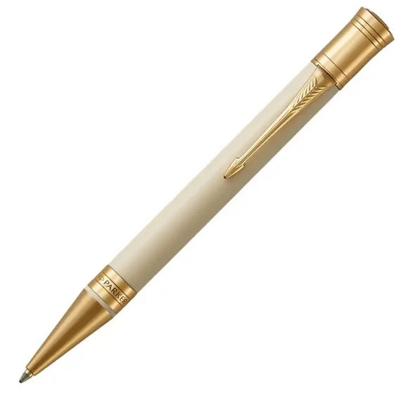 PARKER Duofold Medium Ballpoint Pen Classic Ivory Gold Trim Black Ink, 2 image
