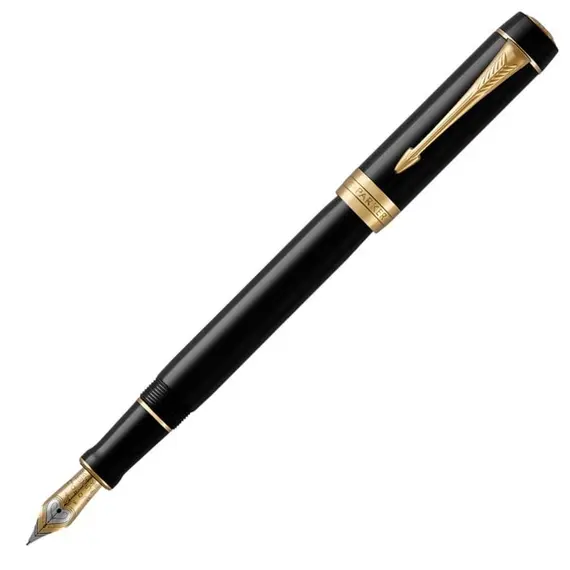 PARKER Duofold Medium Fountain Pen Classic Black Gold Trim, 2 image