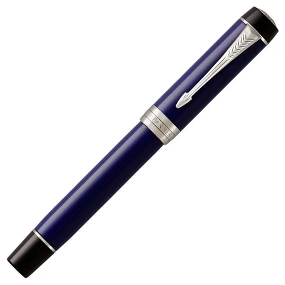 PARKER Duofold Medium Fountain Pen Classic Blue and Black Chrome Trim, 3 image