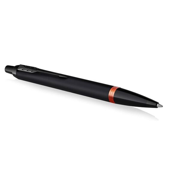 PARKER IM Ballpoint Pen Black with Vibrant Flame Orange Ring Black Trim