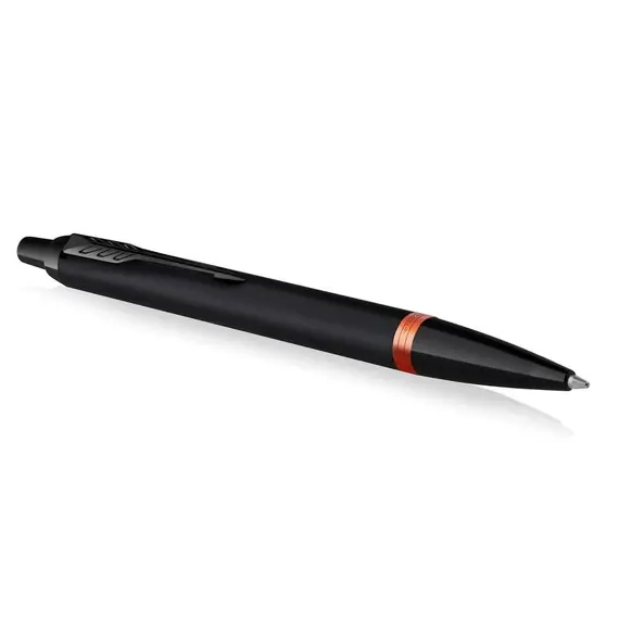 PARKER IM Ballpoint Pen Black with Vibrant Flame Orange Ring Black Trim, 2 image