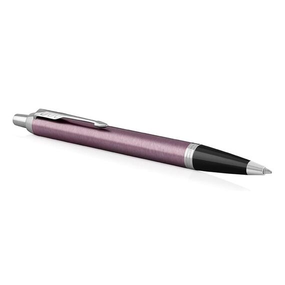 PARKER IM Medium Ballpoint Pen Light Purple Chrome Trim Blue Ink