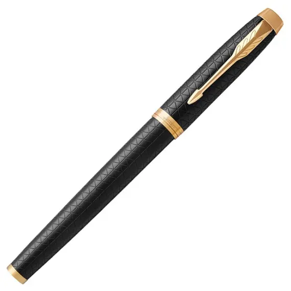 PARKER IM Premium Fine Rollerball Pen Black Gold Trim Black Ink, 3 image
