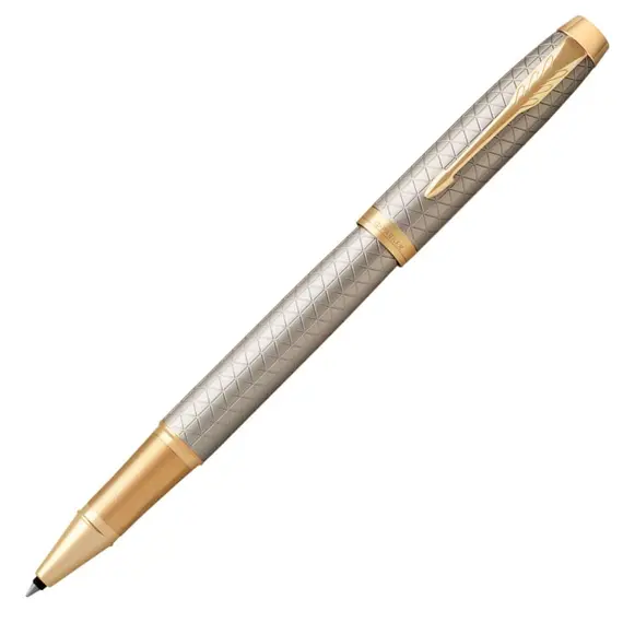 PARKER IM Premium Fine Rollerball Pen Warm Grey Gold Trim Black Ink, 2 image