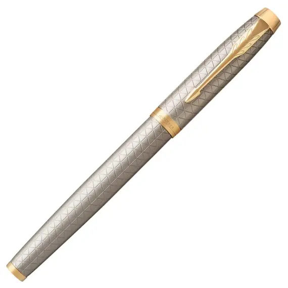 PARKER IM Premium Fine Rollerball Pen Warm Grey Gold Trim Black Ink, 3 image