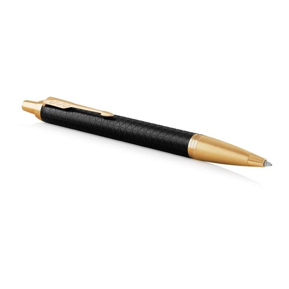 PARKER IM Premium Medium Ballpoint Pen Black Gold Trim Blue Ink