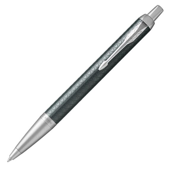 PARKER IM Premium Medium Ballpoint Pen Dark Green Chrome Trim Blue Ink