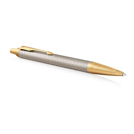 PARKER IM Premium Medium Ballpoint Pen Warm Grey Gold Trim Blue Ink, 2 image
