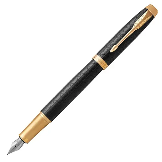 PARKER IM Premium Medium Fountain Pen Black Gold Trim, 2 image