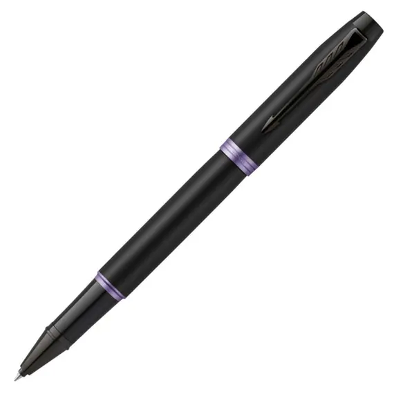PARKER IM Rollerball Pen Black with Vibrant Amethyst Purple Ring Black Trim, 2 image