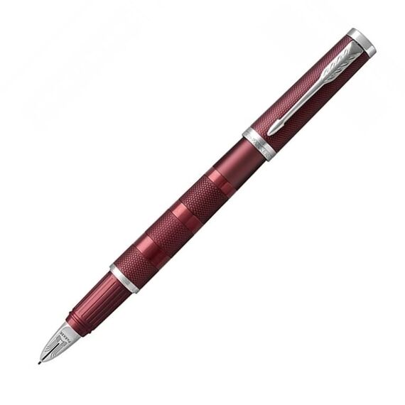 باركر قلم انجنيوتي بتقنية خامسة ديلوكس احمر بحواف كروم سن ريشة متوسط حبر اسود