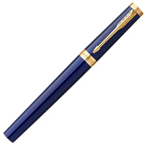 PARKER Ingenuity Fine Rollerball Pen Dark Blue Gold Trim Black Ink, 3 image