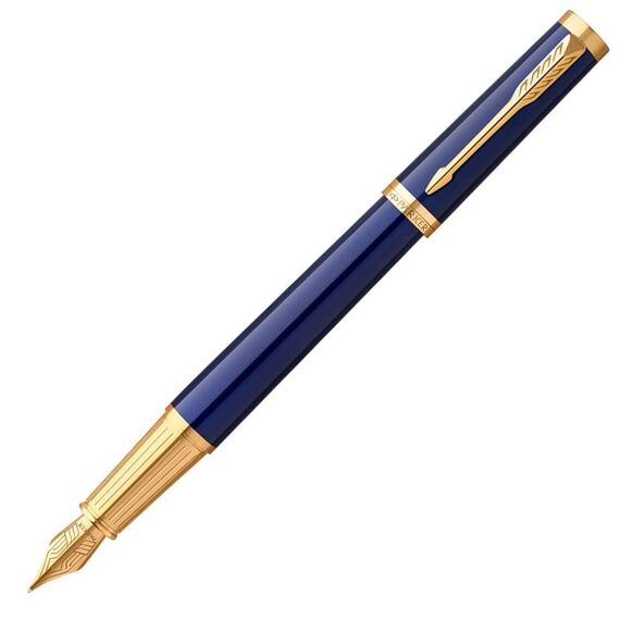 PARKER Ingenuity Medium Fountain Pen Dark Blue Gold Trim Black Ink