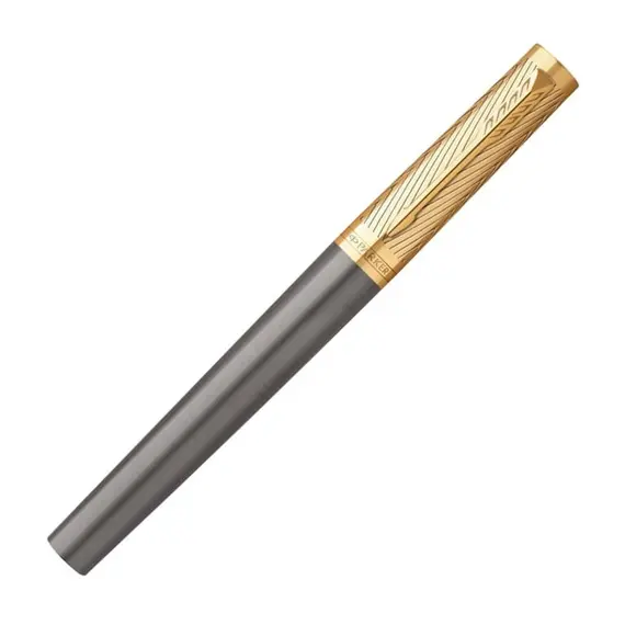 PARKER Ingenuity Pioneers Fine Rollerball Pen Grey Arrow Gold Trim Black Ink, 3 image