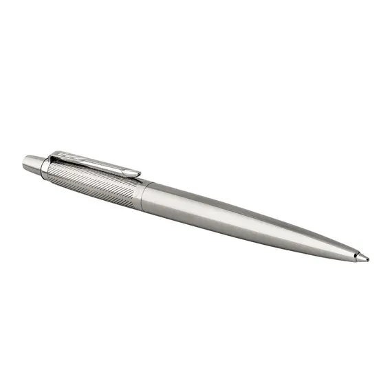 PARKER Jotter Premium Medium Ballpoint Pen Stainless Steel Diagonal Chrome Trim Blue Ink, 2 image