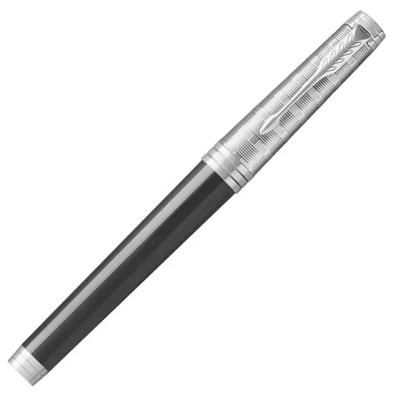PARKER Premier Fine Rollerball Pen Custom Tartan Black and Metal Lacquer Chrome Trim Black Ink, 3 image