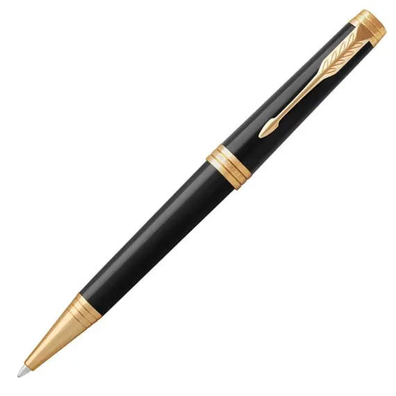 PARKER Premier Medium Ballpoint Pen Black Lacquer Gold Trim Black Ink, 2 image