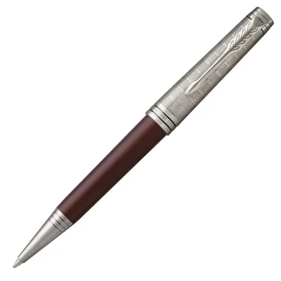 PARKER Premier Medium Ballpoint Pen Custom Crimson Red Silver Trim Black Ink, 2 image