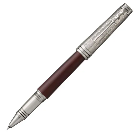 PARKER Premier Rollerball Pen Custom Crimson Red Silver Trim Black Ink, 2 image