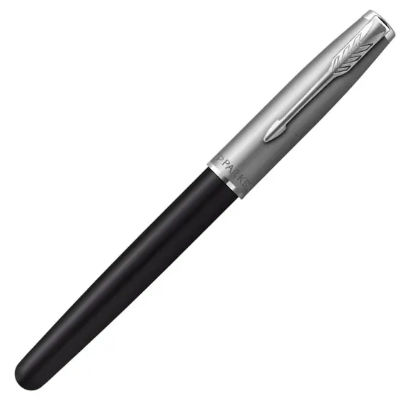 PARKER Sonnet Essential Fine Rollerball Pen Black and Sandblasted Steel Chrome Trim Black Ink, 3 image