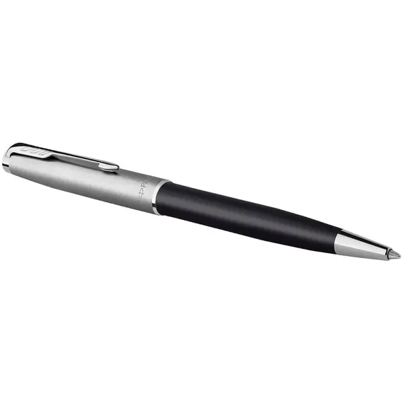 PARKER Sonnet Essential Medium Ballpoint Pen Black and Sandblasted Steel Chrome Trim Black Ink, 2 image
