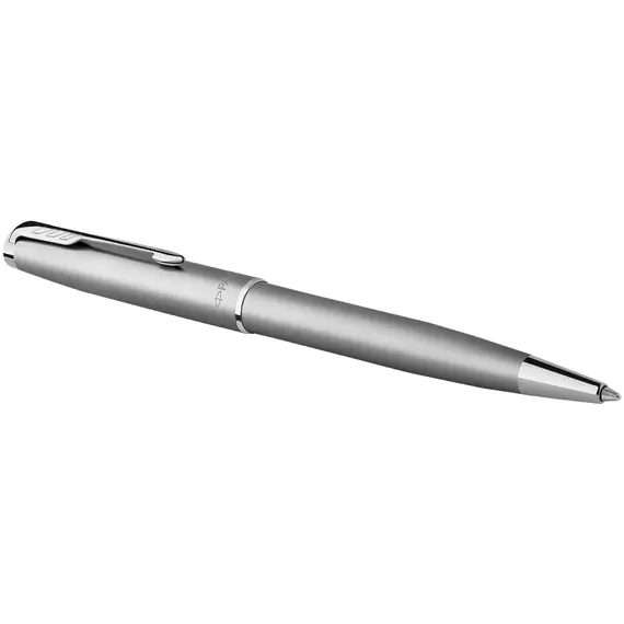 PARKER Sonnet Essential Medium Ballpoint Pen Sandblasted Stainless Steel Chrome Trim Black Ink, 2 image