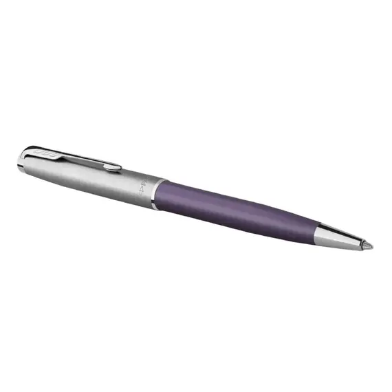 PARKER Sonnet Essential Medium Ballpoint Pen Metal and Violet Lacquer Palladium Trim Black Ink, 2 image