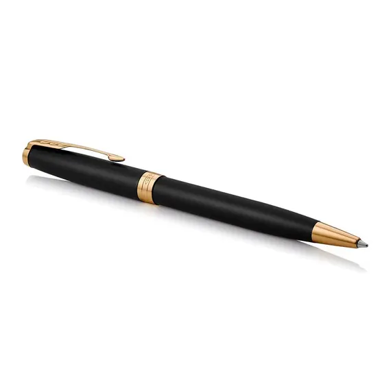 PARKER Sonnet Medium Ballpoint Pen Matte Black Gold Trim Black Ink, 2 image